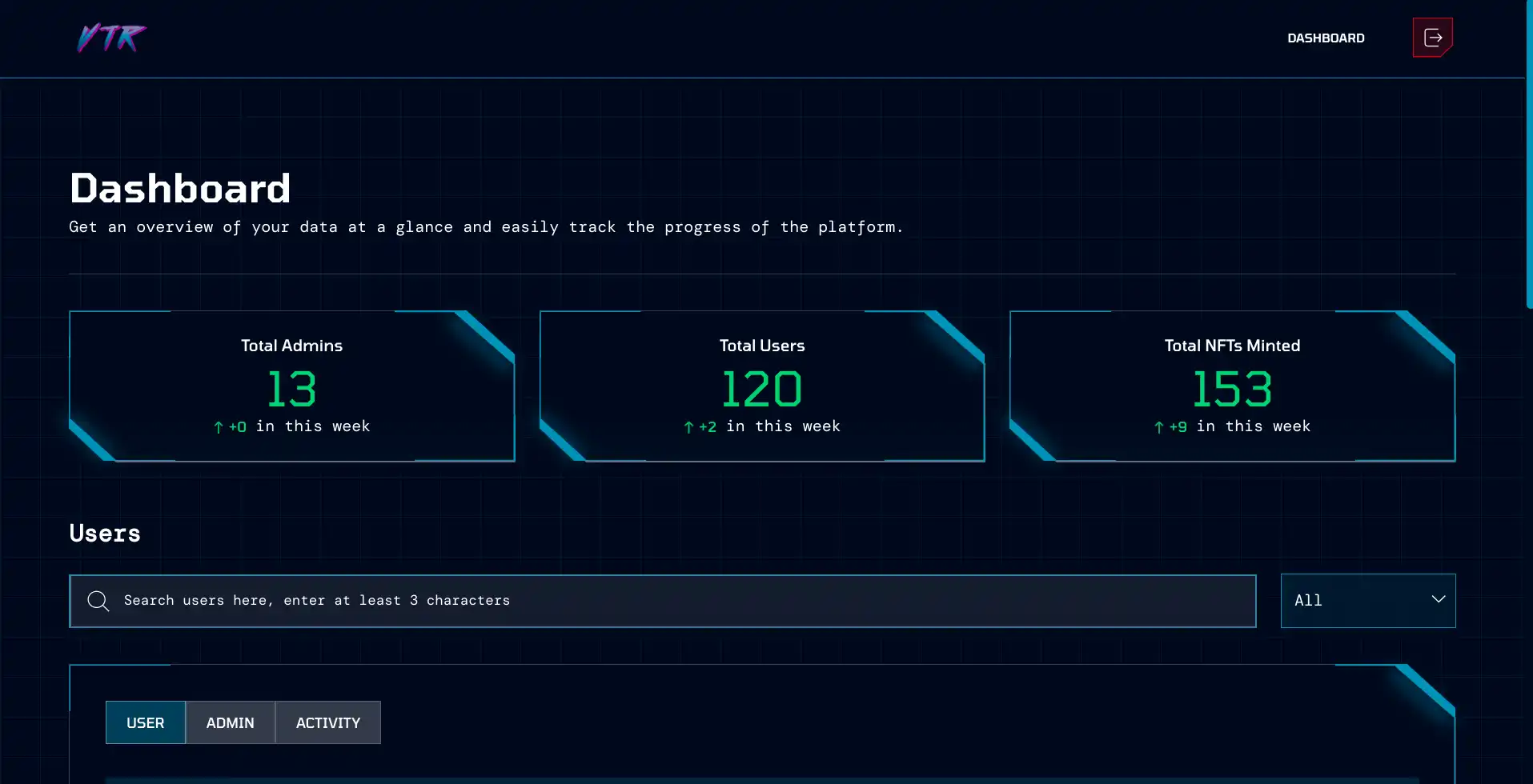 VTR Admin Panel project preview